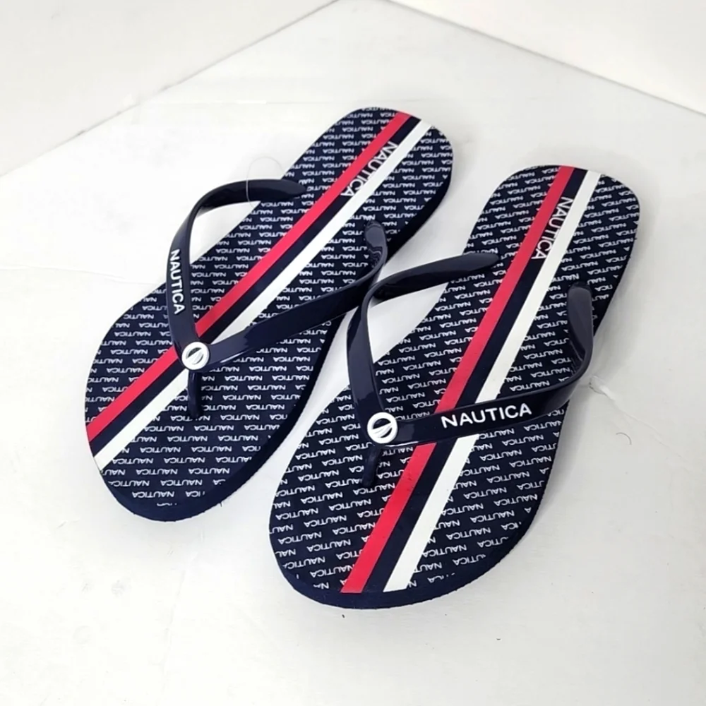 Nautica Womens Hatcher Blue Slip-On Casual Thong Flip Flop Sandals Size 9